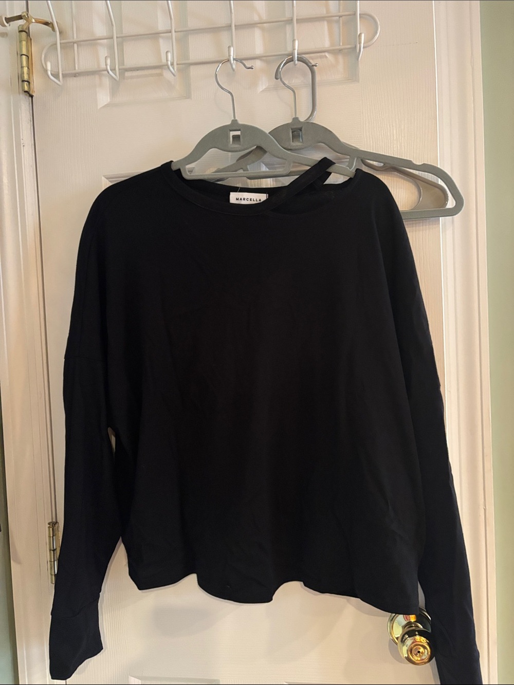 MARCELLA Black Long-Sleeve Crewneck Top